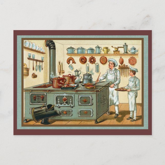 Vintage Cooks in the Kitchen Postcard (Front)
