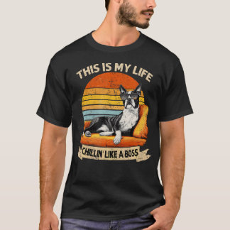 Vintage Cool Boston Terrier Dad Funny Father's T-Shirt