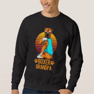 Vintage Cool Boxer Grandpa Wear Sunglasses Dog Sweatshirt