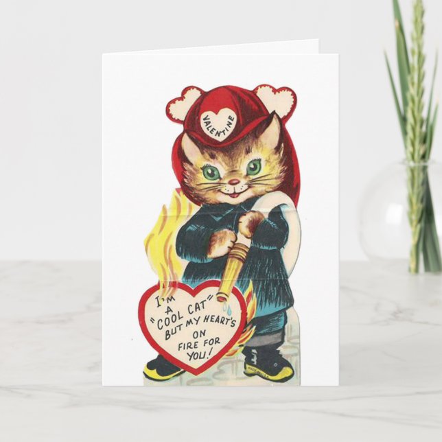 Vintage Cool Cat Valentine's Day Card (Front)