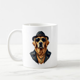Vintage Cool Golden Retriever Dog in Sunglasses an Coffee Mug