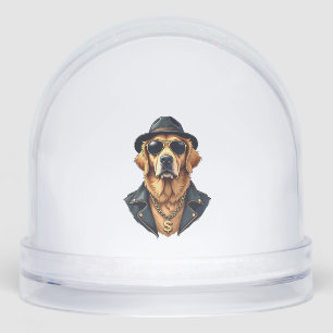 Vintage Cool Golden Retriever Dog in Sunglasses an Snowglobe