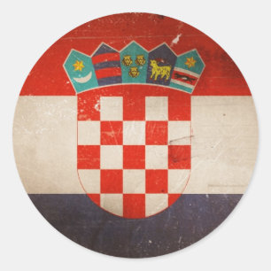 Vintage Cool Grungy Croatia Flag Design Classic Round Sticker