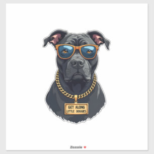 Vintage Cool Pitbull in Sunglasses with Gold Chain