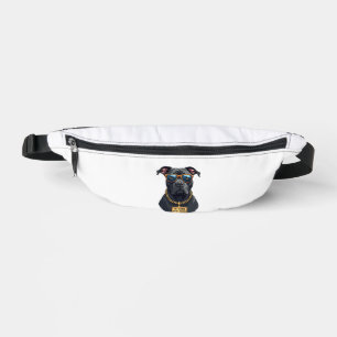 Vintage Cool Pitbull in Sunglasses with Gold Chain Fanny Pack