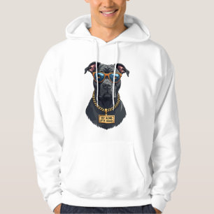 Vintage Cool Pitbull in Sunglasses with Gold Chain Hoodie