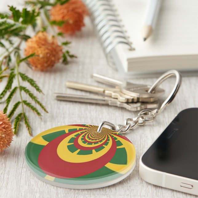 Vintage COOL RETRO Jamaica Rasta colours Keychain (Front Right)