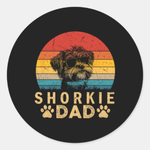 Vintage Cool Shorkie Dad Dog Lovers Paw Print Fath Classic Round Sticker