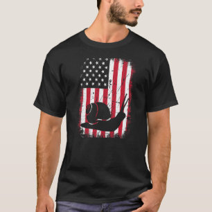 Vintage Cool Snail Animal Retro Usa American Flag T-Shirt
