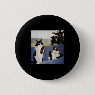 Vintage Cool Sungles Cat Drinking Beer Cat Meme Ca 2 Inch Round Button