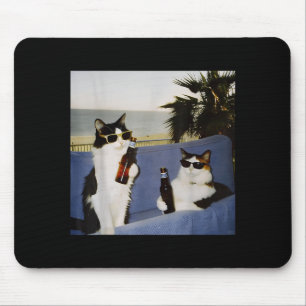 Vintage Cool Sungles Cat Drinking Beer Cat Meme Ca Mouse Pad