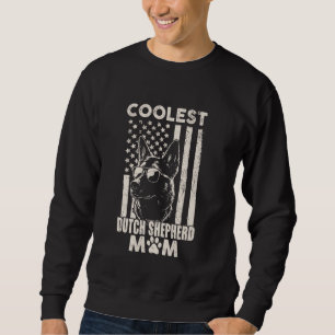 Vintage Coolest Dutch Shepherd Mom USA American Fl Sweatshirt