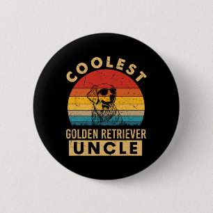 Vintage Coolest Golden Retriever Uncle Funny Gifts 2 Inch Round Button