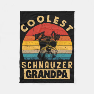 Vintage Coolest Schnauzer Grandpa Funny Gifts Dog Fleece Blanket