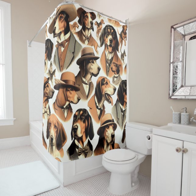 Vintage Coonhound Dog Seamless (In Situ)