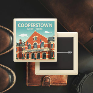 Vintage Cooperstown New York 2 Inch Square Button