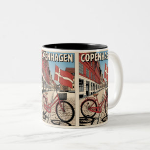 Vintage Copenhagen denmark bicycle gifts Two-Tone Coffee Mug