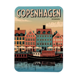 Vintage Copenhagen denmark colourful houses gifts Magnet