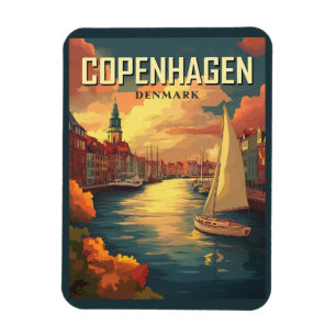 Vintage Copenhagen Denmark Travel Magnet