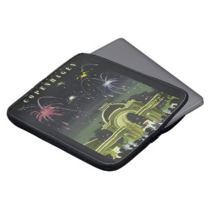 Vintage Copenhagen Illustration Travel Poster Laptop Sleeve
