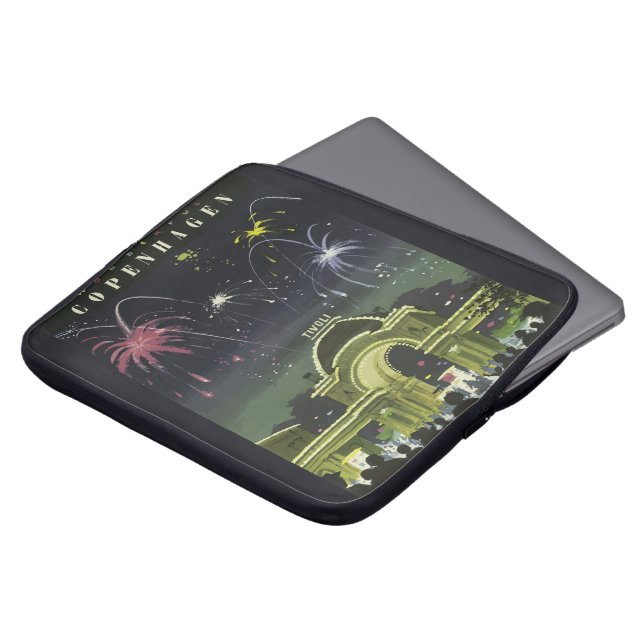 Vintage Copenhagen Illustration Travel Poster Laptop Sleeve (Front Top)