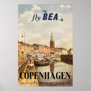 Vintage Copenhagen Travel Poster Print, Denmark