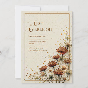 Vintage Copper Astrantia Cream Fall Wedding Invitation