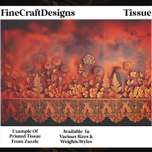 Vintage Copper Flowers & Lace Panel EJ8 Decoupage Tissue Paper