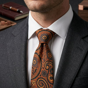 Vintage Copper Paisley Tie