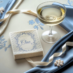 Vintage Coquette Blue Bow floral Napkin