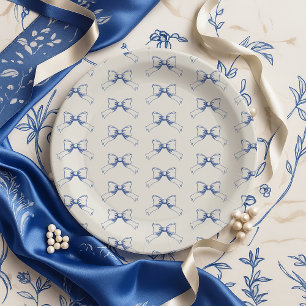 Vintage Coquette Blue Bow floral Paper Plate