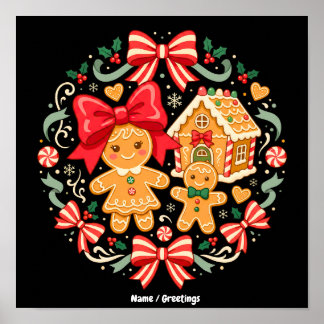 Vintage Coquette Gingerbread Christmas Cottage  Poster