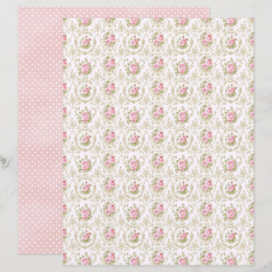 Vintage Coquette Rose Floral Scrapbook Paper Sheet