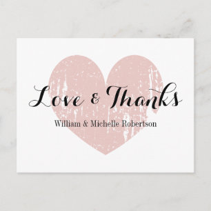 Vintage corail rose coeur amour et merci cartes po