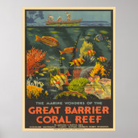 Vintage Coral Reef Travel Advertising 