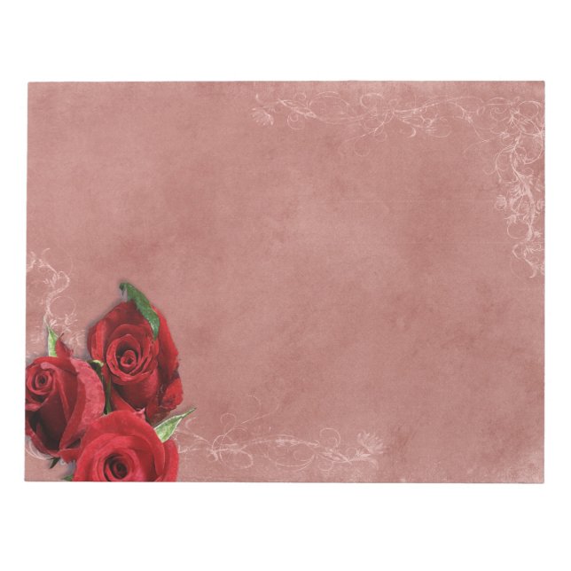 Vintage Coral Rose Notepad (Front)