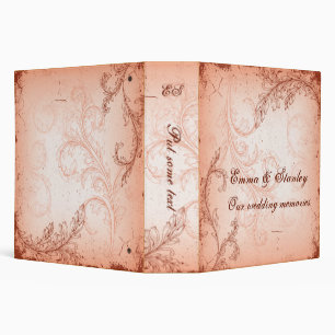 Vintage coral scroll leaf wedding binder