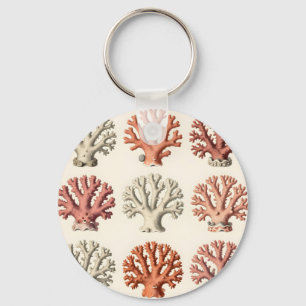Vintage Coral Specimens Botanical Marine Keychain