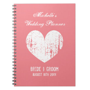 Vintage coral wedding planner organizer notebook