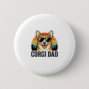 Vintage Corgi Dad Engraving Dog Lover Shirt Design 2 Inch Round Button