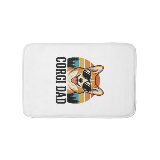 Vintage Corgi Dad Engraving Dog Lover Shirt Design Bath Mat