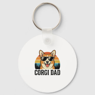 Vintage Corgi Dad Engraving Dog Lover Shirt Design Keychain