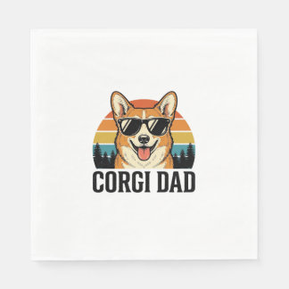 Vintage Corgi Dad Engraving Dog Lover Shirt Design Napkin