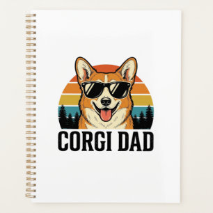 Vintage Corgi Dad Engraving Dog Lover Shirt Design Planner