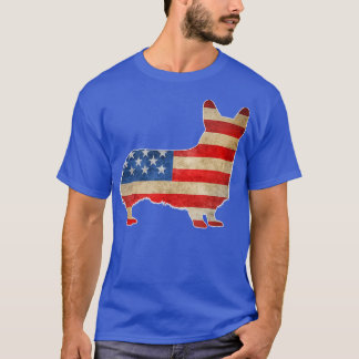 Vintage Corgi Dog American Flag 4th Of July1461 T-Shirt