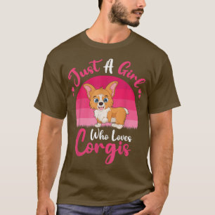 Vintage Corgi Dog Lover Just A Girl Who Loves Corg T-Shirt