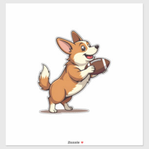 Vintage Corgi Football Dog Illustration Retro Spor
