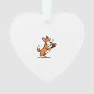 Vintage Corgi Football Dog Illustration Retro Spor Ornament