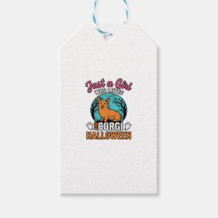 Vintage Corgi Halloween Girl Dog Lover Shirt Desig Gift Tags