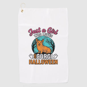 Vintage Corgi Halloween Girl Dog Lover Shirt Desig Golf Towel